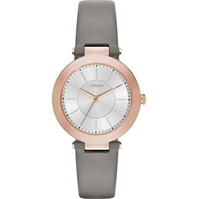 DKNY NY2296 Montre à quartz analogique pour femme avec bracelet en cuir gris DKNY NY2296 Montre à quartz analogique pour femme avec bracelet en cuir gris