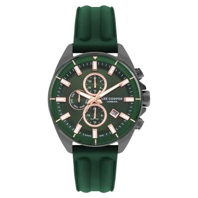 Lee Cooper Montre Homme Double Time Vert Cadran Rond LC07881.077, Vert, OS, Sangle, Vert, OS, Sangle Lee Cooper Montre Homme Double Time Vert Cadran Rond LC07881.077, Vert, OS, Sangle, Vert, OS, Sangle