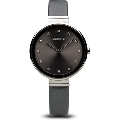 BERING Femmes Analogique Quartz Classic Collection Montre avec Bracelet en Cuir Satin & Verre Saphir 12034-609 BERING Femmes Analogique Quartz Classic Collection Montre avec Bracelet en Cuir Satin & Verre Saphir 12034-609