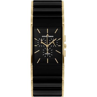 JACQUES LEMANS Montre à quartz pour homme 0, Noir, or rose JACQUES LEMANS Montre à quartz pour homme 0, Noir, or rose