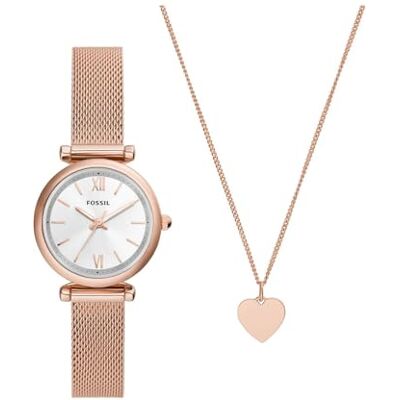 Fossil Carlie Montre pour femmes, mouvement à quartz, bracelet en acier inoxydable ou en cuir Fossil Carlie Montre pour femmes, mouvement à quartz, bracelet en acier inoxydable ou en cuir
