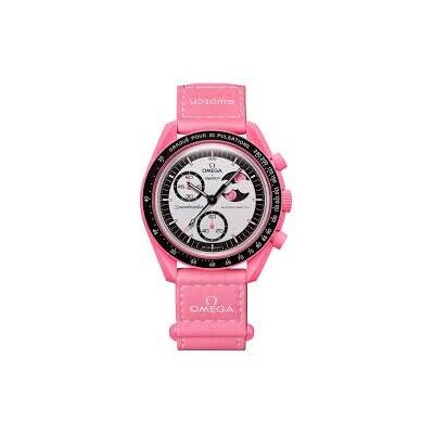 Swatch Moon Omega x Mission to the Pink Moonphase, Montre rose Swatch Moon Omega x Mission to the Pink Moonphase, Montre rose