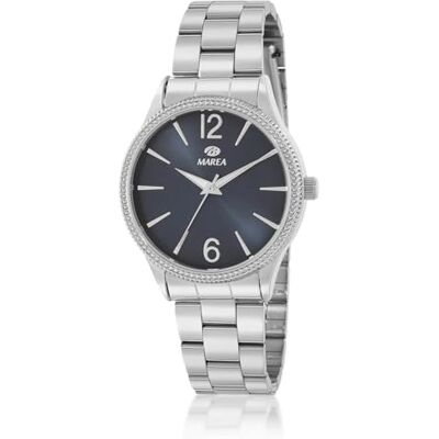 Marea Montre pour femme B41413/5 en acier argenté 36 mm, cadran bleu foncé avec zircons, 5 ATM, quartz Marea Montre pour femme B41413/5 en acier argenté 36 mm, cadran bleu foncé avec zircons, 5 ATM, quartz