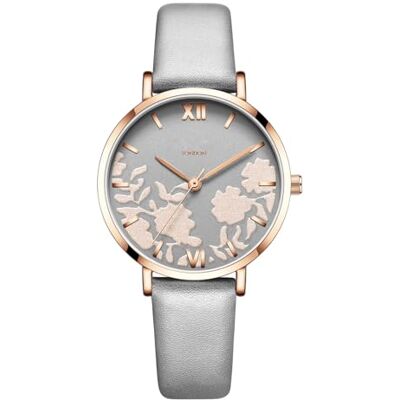 RORIOS Femme Montres Analogique Quartz Fleur Cadran Elégante Montres en Cuir Femm, Gris, sangle RORIOS Femme Montres Analogique Quartz Fleur Cadran Elégante Montres en Cuir Femm, Gris, sangle