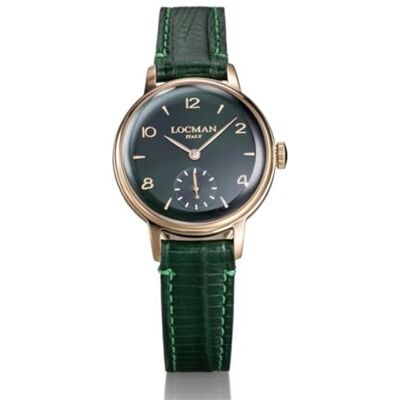 Locman Montre Femme Acier Rose 1960 Vert, bracelet Locman Montre Femme Acier Rose 1960 Vert, bracelet