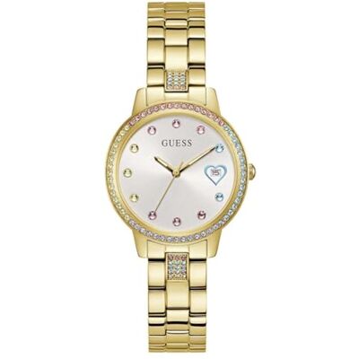 GUESS Montre Femme Trois Coeurs Acier Inoxydable, doré, GW0657L2 GUESS Montre Femme Trois Coeurs Acier Inoxydable, doré, GW0657L2