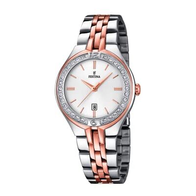 Festina Femme Analogique Quartz Montre avec Bracelet en Acier Inoxydable F16868-2, Blanc/Multicolore, bracelet Festina Femme Analogique Quartz Montre avec Bracelet en Acier Inoxydable F16868-2, Blanc/Multicolore, bracelet