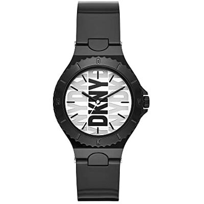 DKNY Chambers Montre pour Femme, Mouvement à quartz avec bracelet en acier inoxydable, en cuir ou en silicone, Noir et blanc, 36MM DKNY Chambers Montre pour Femme, Mouvement à quartz avec bracelet en acier inoxydable, en cuir ou en silicone, Noir et blanc, 36MM
