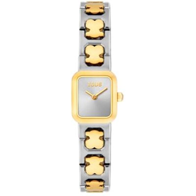 TOUS Montre analogique avec bracelet en acier Icon Time, Argenté/Doré, Classique TOUS Montre analogique avec bracelet en acier Icon Time, Argenté/Doré, Classique