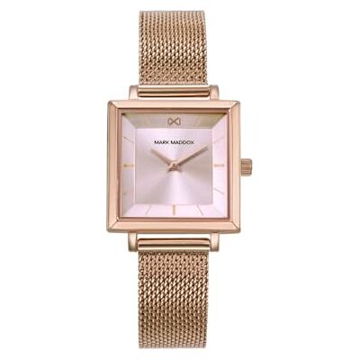 Mark Maddox MM1027-77 Montre pour femme carrée en acier or rose avec maille milanaise et cadran rose, rose, Rose Mark Maddox MM1027-77 Montre pour femme carrée en acier or rose avec maille milanaise et cadran rose, rose, Rose