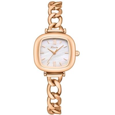 Alienwork Kimio Montre-bracelet élégante pour femme, or rose/blanc/bracelet en cuir or rose-noir, Bracelet Alienwork Kimio Montre-bracelet élégante pour femme, or rose/blanc/bracelet en cuir or rose-noir, Bracelet