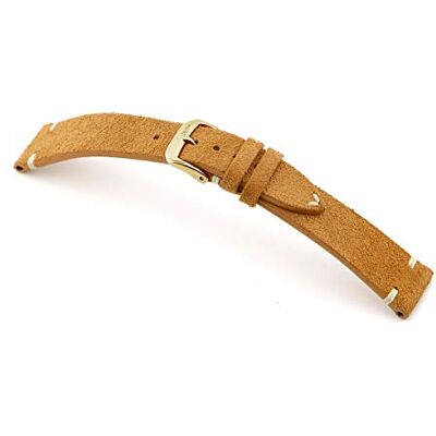 RIOS1931 Hudson Bracelet de montre en cuir Suede fabriqué à la main en Allemagne classique, Tan Goldene Schließe, 22mm, sangle RIOS1931 Hudson Bracelet de montre en cuir Suede fabriqué à la main en Allemagne classique, Tan Goldene Schließe, 22mm, sangle