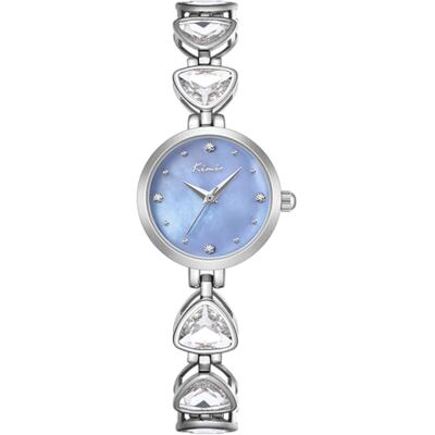 Alienwork Kimio Montre-bracelet pour femme avec petit bracelet en métal, Argenté/bleu/bracelet en métal argenté/blanc Alienwork Kimio Montre-bracelet pour femme avec petit bracelet en métal, Argenté/bleu/bracelet en métal argenté/blanc