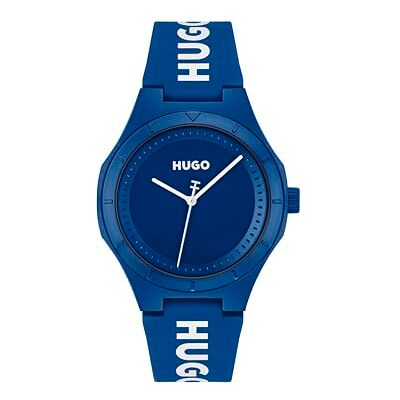 HUGO Montre à Mouvement à Quartz Trois Aiguilles pour Homme Collection LIT avec Bracelet en Silicone Bleu 1530414 HUGO Montre à Mouvement à Quartz Trois Aiguilles pour Homme Collection LIT avec Bracelet en Silicone Bleu 1530414