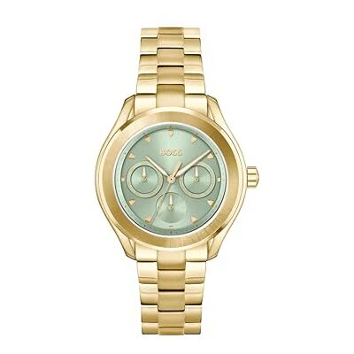 Boss Montre à quartz analogique multifonction pour femme Collection LIDA avec bracelet en acier inoxydable, Vert, Sports Boss Montre à quartz analogique multifonction pour femme Collection LIDA avec bracelet en acier inoxydable, Vert, Sports