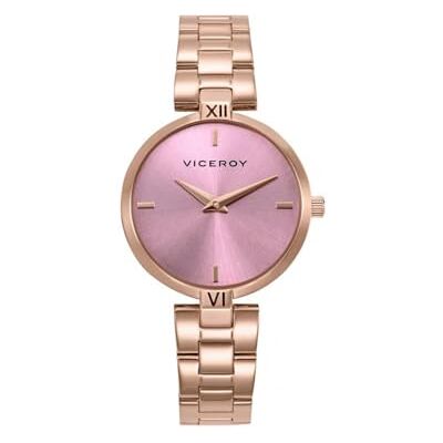 Viceroy Montre pour femme 401300-77 Boîtier en acier IP or rose, cadran rose, mouvement à quartz, bracelet en acier, 30 mm, 3 ATM, argent métallique Viceroy Montre pour femme 401300-77 Boîtier en acier IP or rose, cadran rose, mouvement à quartz, bracelet en acier, 30 mm, 3 ATM, argent métallique
