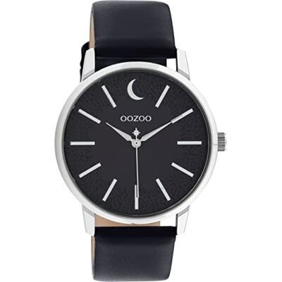 Oozoo Timepieces Montre pour femme avec bracelet en cuir de 20 mm de large Montre de qualité supérieure pour femme Élégante montre analogique ronde, Bleu foncé/argenté, groß, bracelet Oozoo Timepieces Montre pour femme avec bracelet en cuir de 20 mm de large Montre de qualité supérieure pour femme Élégante montre analogique ronde, Bleu foncé/argenté, groß, bracelet