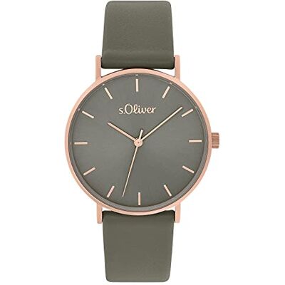s.Oliver Montre analogique à quartz pour femme avec bracelet en cuir, gris, étanche jusqu'à 3 bars, livrée dans un coffret cadeau, 2033488 s.Oliver Montre analogique à quartz pour femme avec bracelet en cuir, gris, étanche jusqu'à 3 bars, livrée dans un coffret cadeau, 2033488
