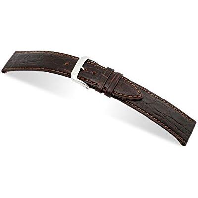 RIOS1931 Bracelet de montre pour homme Brazil Mod. 70 Crocodile gaufré, largeur 19 mm, longueur 114/82 mm, couleur moka, marron, lanière RIOS1931 Bracelet de montre pour homme Brazil Mod. 70 Crocodile gaufré, largeur 19 mm, longueur 114/82 mm, couleur moka, marron, lanière