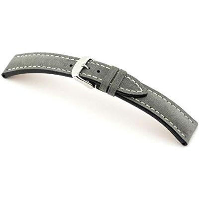 RIOS1931 Bracelet de montre pour homme York Mod. 175 en cuir véritable vintage, largeur 20 mm, longueur 114/82 mm, couleur : gris pierre, gris, Cuir vintage RIOS1931 Bracelet de montre pour homme York Mod. 175 en cuir véritable vintage, largeur 20 mm, longueur 114/82 mm, couleur : gris pierre, gris, Cuir vintage