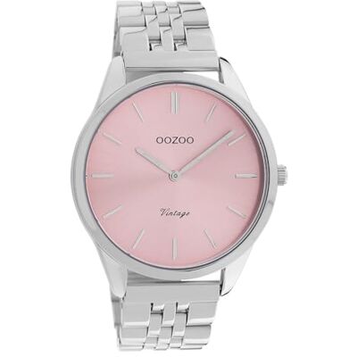 Oozoo C9982 Montre vintage pour femme avec bracelet à maillons en acier inoxydable 38 mm Rose/argenté Oozoo C9982 Montre vintage pour femme avec bracelet à maillons en acier inoxydable 38 mm Rose/argenté