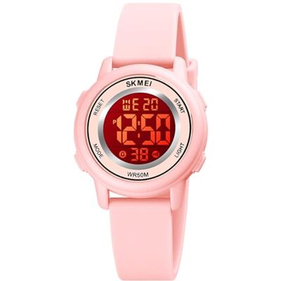 Alienwork Montre numérique pour enfant garçon fille étanche 5 ATM, Rose/multicolore/bracelet en silicone rose, lanière Alienwork Montre numérique pour enfant garçon fille étanche 5 ATM, Rose/multicolore/bracelet en silicone rose, lanière