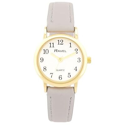 Ravel Montre Femme Couleur Pastel Everyday Silver Tone Quartz Analogique R0137, Gris/doré, Small 27mm watch case, Sangle Ravel Montre Femme Couleur Pastel Everyday Silver Tone Quartz Analogique R0137, Gris/doré, Small 27mm watch case, Sangle