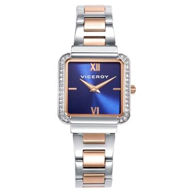 Viceroy Montre femme Chic avec zircons, cadran bleu et bracelet bicolore IP rose Réf. 401244-33, élégance moderne, Rosé, Bracelet Viceroy Montre femme Chic avec zircons, cadran bleu et bracelet bicolore IP rose Réf. 401244-33, élégance moderne, Rosé, Bracelet