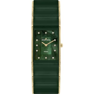 JACQUES LEMANS Montre pour femme High Tech Ceramic 1-1940M, D. Vert/doré JACQUES LEMANS Montre pour femme High Tech Ceramic 1-1940M, D. Vert/doré