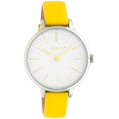 Oozoo Montre junior pour femme avec bracelet en cuir Couleur Line 34 mm en 5, Blanc/jaune., mittel, Sangles Oozoo Montre junior pour femme avec bracelet en cuir Couleur Line 34 mm en 5, Blanc/jaune., mittel, Sangles