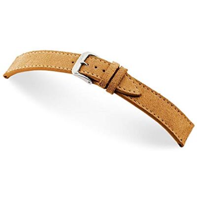 RIOS1931 Franklin 152 Bracelet de montre pour homme en daim véritable Largeur 22 mm Longueur 114/82 mm Couleur cognac, marron, bracelet RIOS1931 Franklin 152 Bracelet de montre pour homme en daim véritable Largeur 22 mm Longueur 114/82 mm Couleur cognac, marron, bracelet