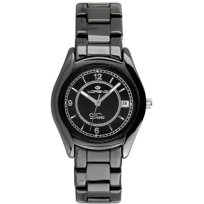 Lorenz Diva Ceramic 030264BB Montre à quartz classique pour femme Montre avec boîtier et bracelet en céramique Lorenz Diva Ceramic 030264BB Montre à quartz classique pour femme Montre avec boîtier et bracelet en céramique