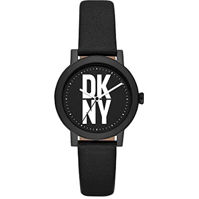 DKNY Soho Montre pour Femme, Mouvement à quartz avec bracelet en alliage, acier inoxydable, cuir ou silicone, Noir et blanc, 34MM DKNY Soho Montre pour Femme, Mouvement à quartz avec bracelet en alliage, acier inoxydable, cuir ou silicone, Noir et blanc, 34MM