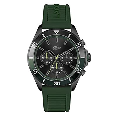 Lacoste Montre Chronographe à Quartz pour homme avec Bracelet en silicone Vert 2011153 Lacoste Montre Chronographe à Quartz pour homme avec Bracelet en silicone Vert 2011153