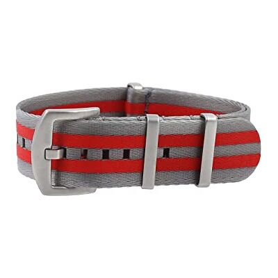masar 20mm Premium Bracelet NATO Gris Clair Rouge Boucle en Acier brossé Bracelet de Montre Nylon –Red/Light Grey masar 20mm Premium Bracelet NATO Gris Clair Rouge Boucle en Acier brossé Bracelet de Montre Nylon –Red/Light Grey