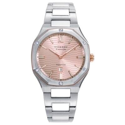 Viceroy Laura Escanes Montre pour femme, double lunette acier/IP rose avec diamants créés, verre saphir, Réf. 45004-83, bleu Viceroy Laura Escanes Montre pour femme, double lunette acier/IP rose avec diamants créés, verre saphir, Réf. 45004-83, bleu