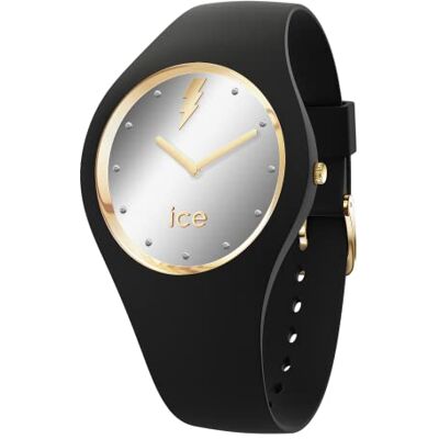 ICE-WATCH ICE glam rock Metallic Montre noire pour femme avec bracelet en silicone 019854 (Small) ICE-WATCH ICE glam rock Metallic Montre noire pour femme avec bracelet en silicone 019854 (Small)