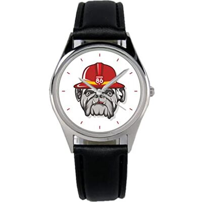 KIESENBERG Montre Bulldog Pompiers Chien Cadeau Idée Fan Homme Unisexe Analogique Quartz Bracelet Montre Bracelet en Cuir Montre 36 mm Diamètre B-5787, Noir , Sangles KIESENBERG Montre Bulldog Pompiers Chien Cadeau Idée Fan Homme Unisexe Analogique Quartz Bracelet Montre Bracelet en Cuir Montre 36 mm Diamètre B-5787, Noir , Sangles