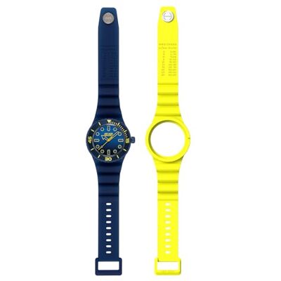 HIP HOP HWU1325 Montre homme Master cadran mono-couleur bleu mouvement seulement temps 3 aiguilles quartz et bracelet silicone bleu, jaune HIP HOP HWU1325 Montre homme Master cadran mono-couleur bleu mouvement seulement temps 3 aiguilles quartz et bracelet silicone bleu, jaune