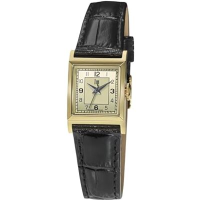 Lip Montre Churchill C18 Cadran Carré Doré Bracelet Cuir Noir Lip Montre Churchill C18 Cadran Carré Doré Bracelet Cuir Noir