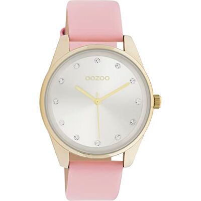 Oozoo Timepieces Montre pour femme avec bracelet en cuir de 18 mm de large Montre de qualité supérieure pour femme Élégante montre analogique ronde, Rose poudré/doré, mittel, bracelet Oozoo Timepieces Montre pour femme avec bracelet en cuir de 18 mm de large Montre de qualité supérieure pour femme Élégante montre analogique ronde, Rose poudré/doré, mittel, bracelet