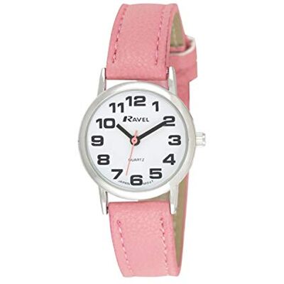 Ravel Montre Bracelet Femme (Petite) Facile à Lire avec de Gros Chiffres Cadran Blanc/Ton argenté/Rose Ravel Montre Bracelet Femme (Petite) Facile à Lire avec de Gros Chiffres Cadran Blanc/Ton argenté/Rose