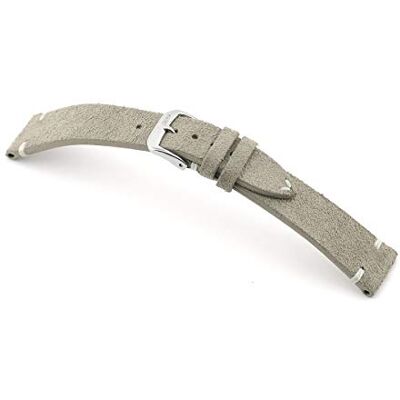 RIOS1931 Hudson Bracelet de montre en cuir Suede fabriqué à la main en Allemagne classique, Grau Silberne Schließe, 22mm, sangle RIOS1931 Hudson Bracelet de montre en cuir Suede fabriqué à la main en Allemagne classique, Grau Silberne Schließe, 22mm, sangle