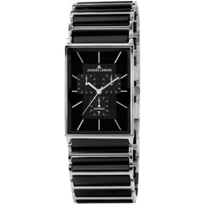 JACQUES LEMANS Hommes Analogique Quartz Montre avec Bracelet en Acier Inoxydable 1-1900A, Noir, Bracelet JACQUES LEMANS Hommes Analogique Quartz Montre avec Bracelet en Acier Inoxydable 1-1900A, Noir, Bracelet