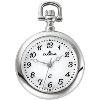 Dugena Montre gousset pour femme avec mouvement à quartz Lepine Cadran blanc Boîtier en acier inoxydable Verre acrylique et chiffres arabes Chaîne incluse 24,5 mm 4460502, Classique Dugena Montre gousset pour femme avec mouvement à quartz Lepine Cadran blanc Boîtier en acier inoxydable Verre acrylique et chiffres arabes Chaîne incluse 24,5 mm 4460502, Classique