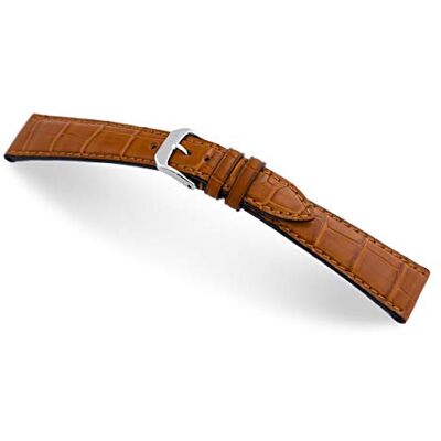 RIOS1931 Bracelet de montre pour homme Geneve Mod. 340 en cuir d'alligator véritable, largeur 19 mm, longueur 114/82 mm, couleur cognac, marron, lanière RIOS1931 Bracelet de montre pour homme Geneve Mod. 340 en cuir d'alligator véritable, largeur 19 mm, longueur 114/82 mm, couleur cognac, marron, lanière