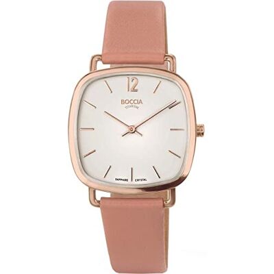 Boccia Montre à quartz analogique pour femme avec bracelet Apple Skin, 3334-04, Rose, Lanières Boccia Montre à quartz analogique pour femme avec bracelet Apple Skin, 3334-04, Rose, Lanières