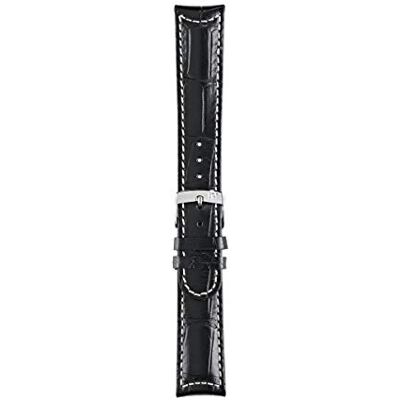 Morellato Guttuso Bracelet de montre en cuir gaufré alligator Noir, Noir, 18mm, lanière Morellato Guttuso Bracelet de montre en cuir gaufré alligator Noir, Noir, 18mm, lanière
