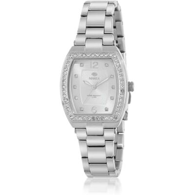 Marea Montre-bracelet pour femme, cadran tonneau avec cristaux, argent, étanche 3 ATM, violet et argent, élégant, Violet et argent, Élégant Marea Montre-bracelet pour femme, cadran tonneau avec cristaux, argent, étanche 3 ATM, violet et argent, élégant, Violet et argent, Élégant