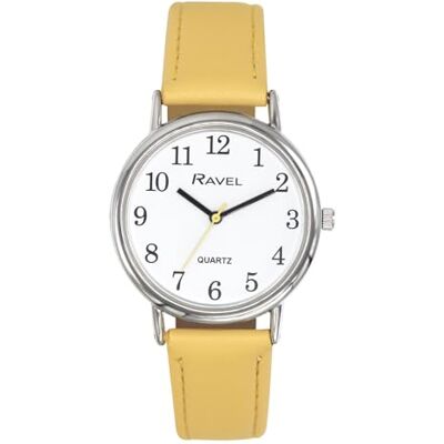 Ravel Montre Femme Couleur Pastel Everyday Silver Tone Quartz Analogique R0137, citron, Large watch 36mm case, Sangle Ravel Montre Femme Couleur Pastel Everyday Silver Tone Quartz Analogique R0137, citron, Large watch 36mm case, Sangle
